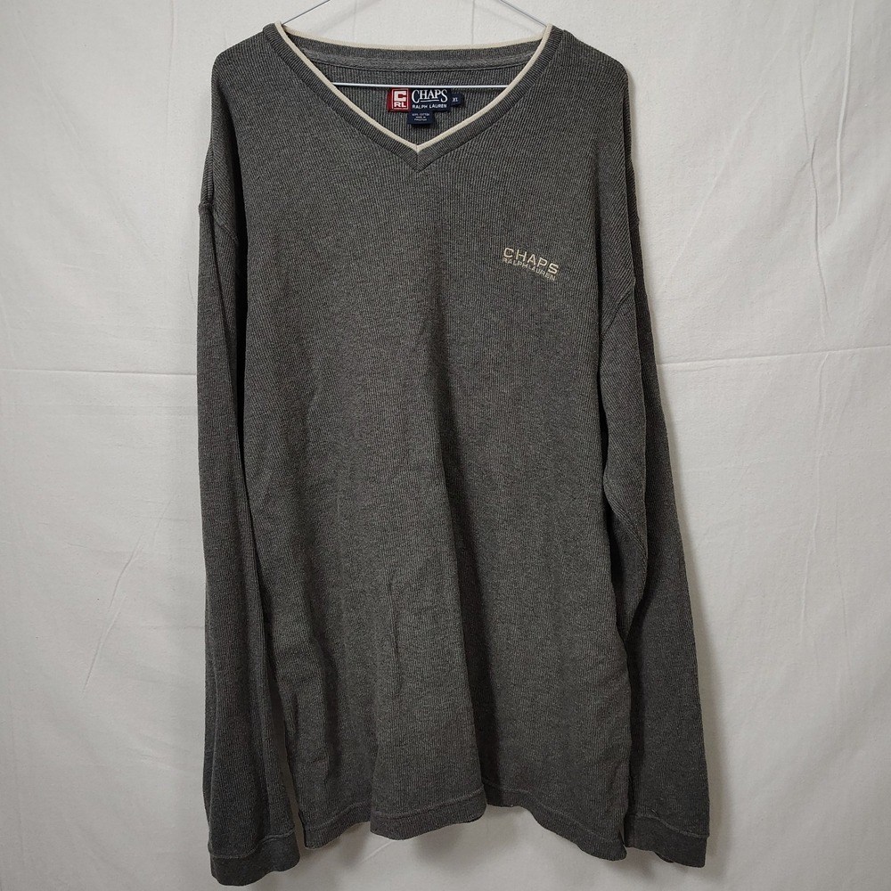 Vintage 90s‎ Streetwear Ralph Lauren Chaps Rib Pullover Mens XL Gray Logo Script